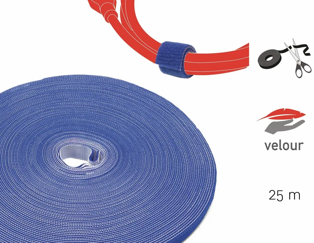 Label-The-Cable LTC PRO 1250 - Rouleau de Velcro double face 25m Bleu - 9