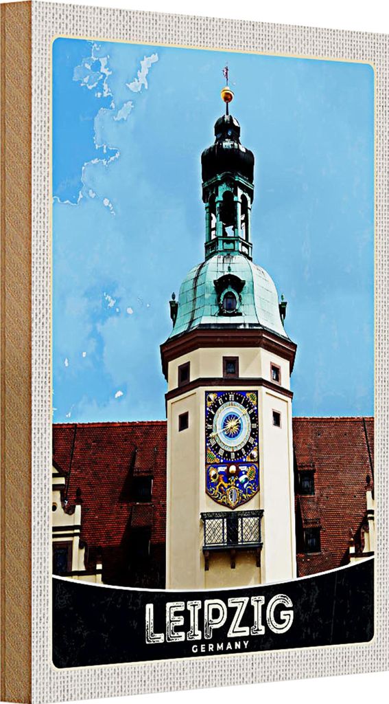 Holzschild Reise 20x30cm Leipzig Deutschland Kirche Stadttour
