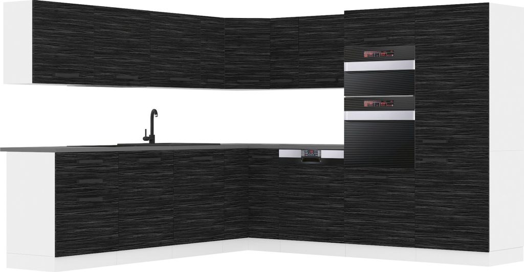Belini Küchenzeile Küchenblock Küche L-Form JANE Küchenmöbel mit Griffe, Einbauküche ohne Elektrogeräten mit Hängeschränke und Unterschrä...