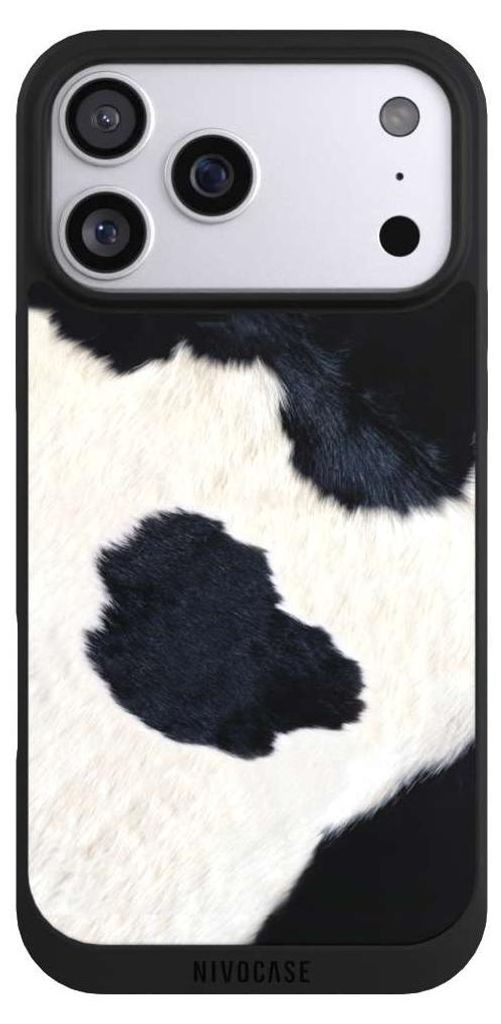 NIVOCASE Handyhülle für Apple iPhone 17 Pro Max Hülle NIVOpure Case Schwarz Animal-Look Animalprint Kuhfell