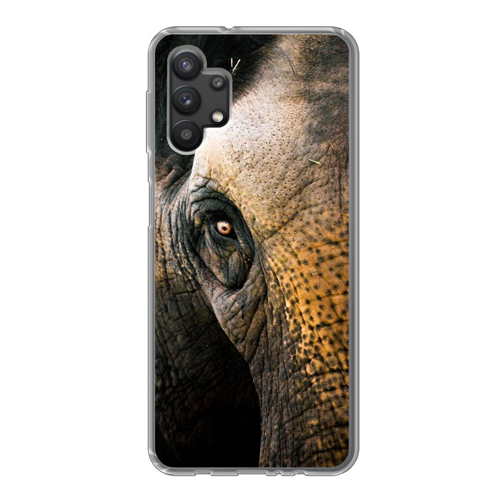 MuchoWow Handyhülle Schutzhülle Hülle für Samsung Galaxy A32 5G Elefant - Nahaufnahme - Tiere - Natur Silikon Softcase Handy Hülle - Softcase