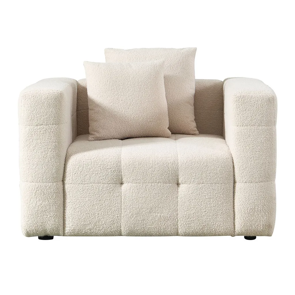 Fauteuil Teddy COMO Beige Home Deluxe en tissu bouclé ultra confortable