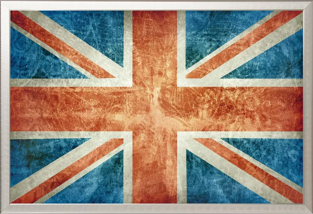 Poster Union Jack Vintage con Cornice Shinsuke Maxi Alluminio Argento