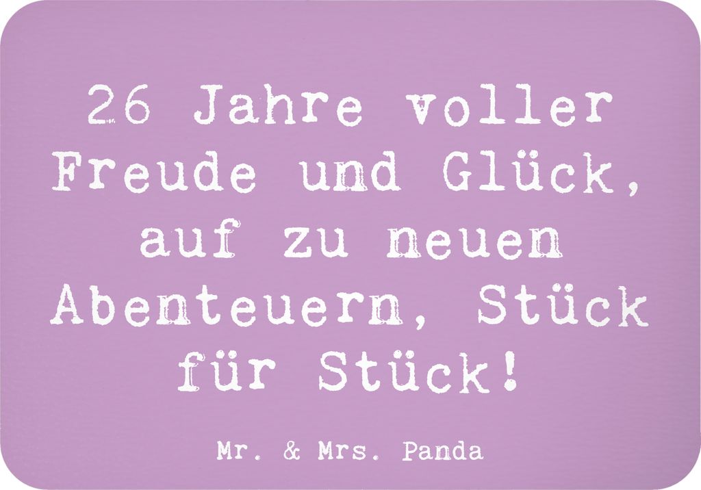 Mr. & Mrs. Panda Kühlschrankmagnet Spruch 26. Geburtstag Abenteuer - Lavendeltraum - Geschenk, Geburtstagsdeko, Happy Birthday, whiteboardmagnet, ...