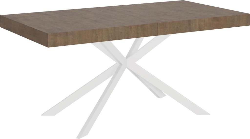 ITYHOME - Ausziehtisch 160/244x80 cm Plaker Nussbaum Tischbeine Weiß