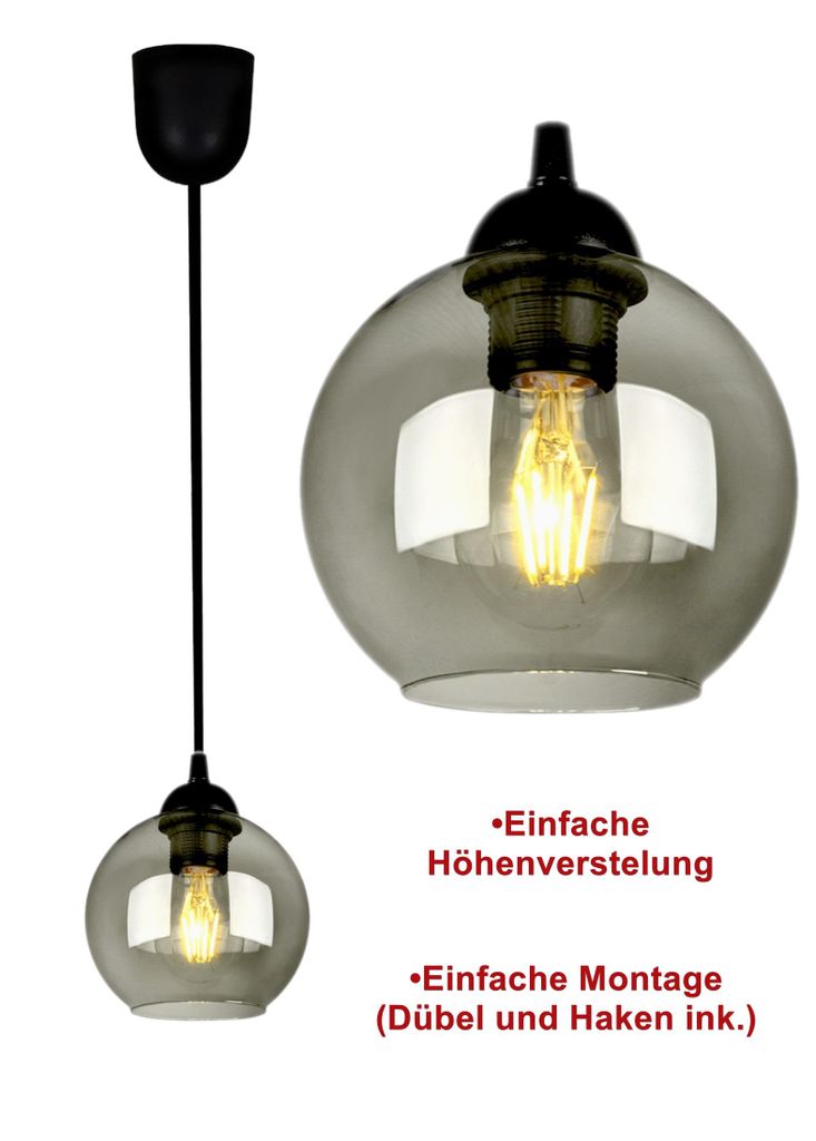 Hängelampe Pendellampe Kugel Schwarz Grau Weiß (N100-Z1)