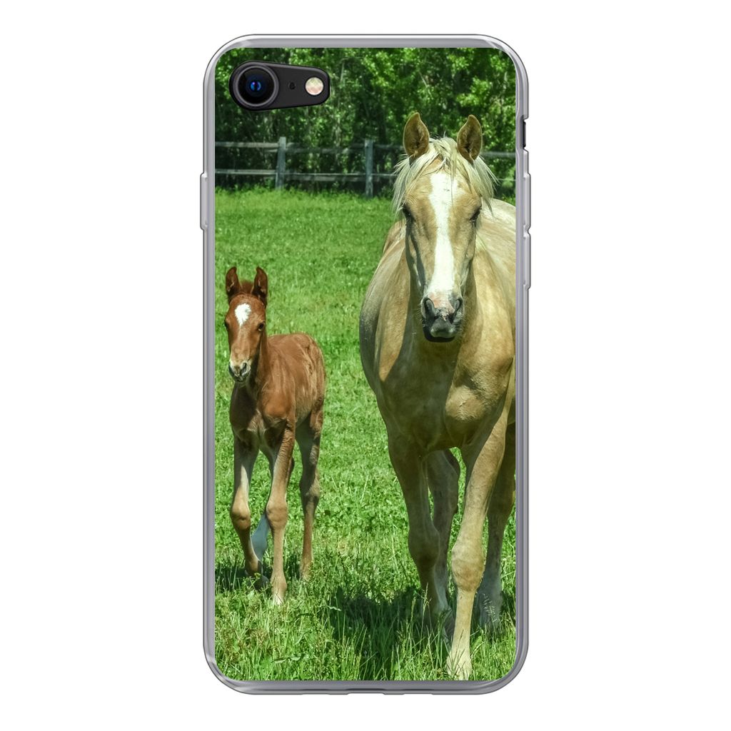 MuchoWow Handyhülle Schutzhülle Hülle für iPhone 8 Pferd - Fohlen - Tiere Silikon Softcase Handy Hülle - Schutzhaube