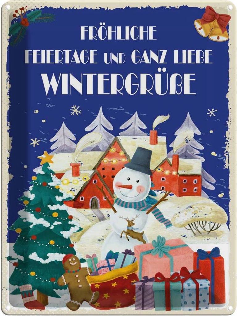 vianmo Blechschild 40x30 cm liebe Wintergrüße Weihnachtsgrüße Weihnachten
