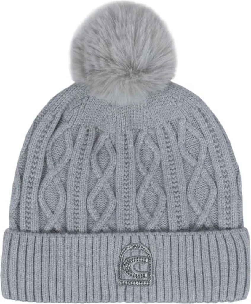 Bonnet à pompon Cavallo Madisen Gris Chiné au motif torsadé élégant