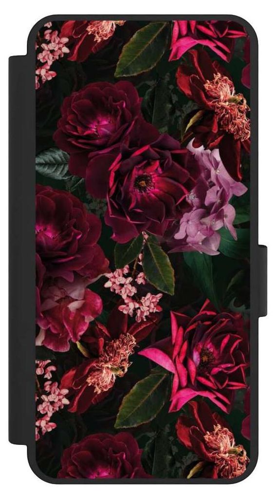 NIVOCASE Klapphülle für Samsung Galaxy S25 Edge Handyhülle aus Kunst Leder NIVOflip schwarz Blumen Blüte Rose