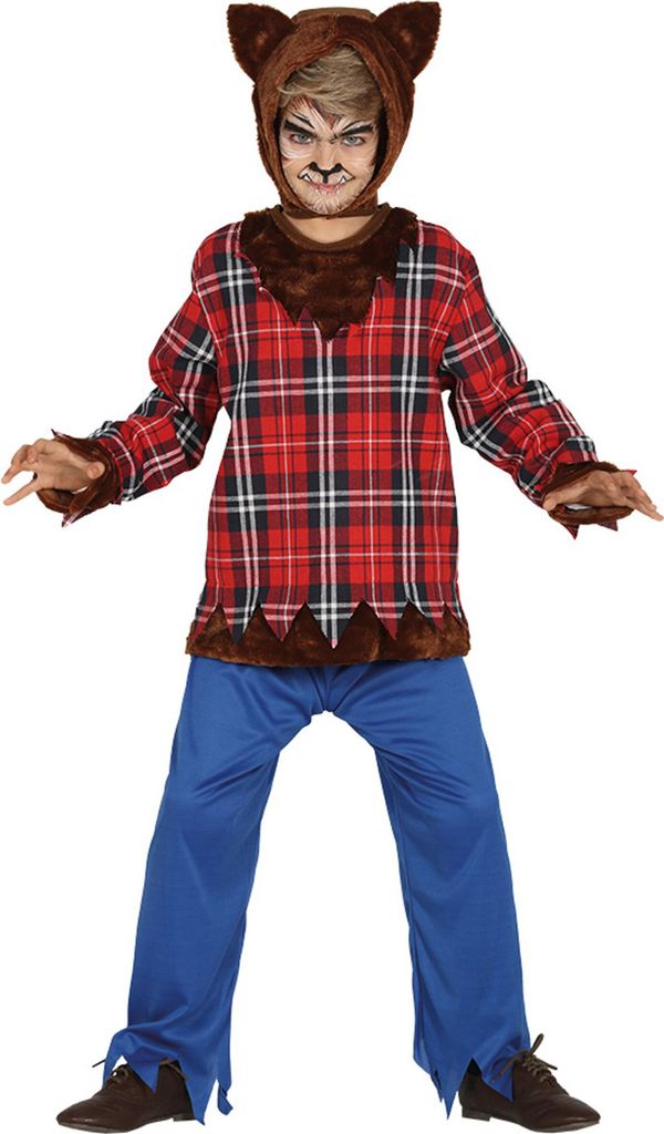 Werwolf-Kinderkostüm Halloweenkostüm für Kinder braun-rot