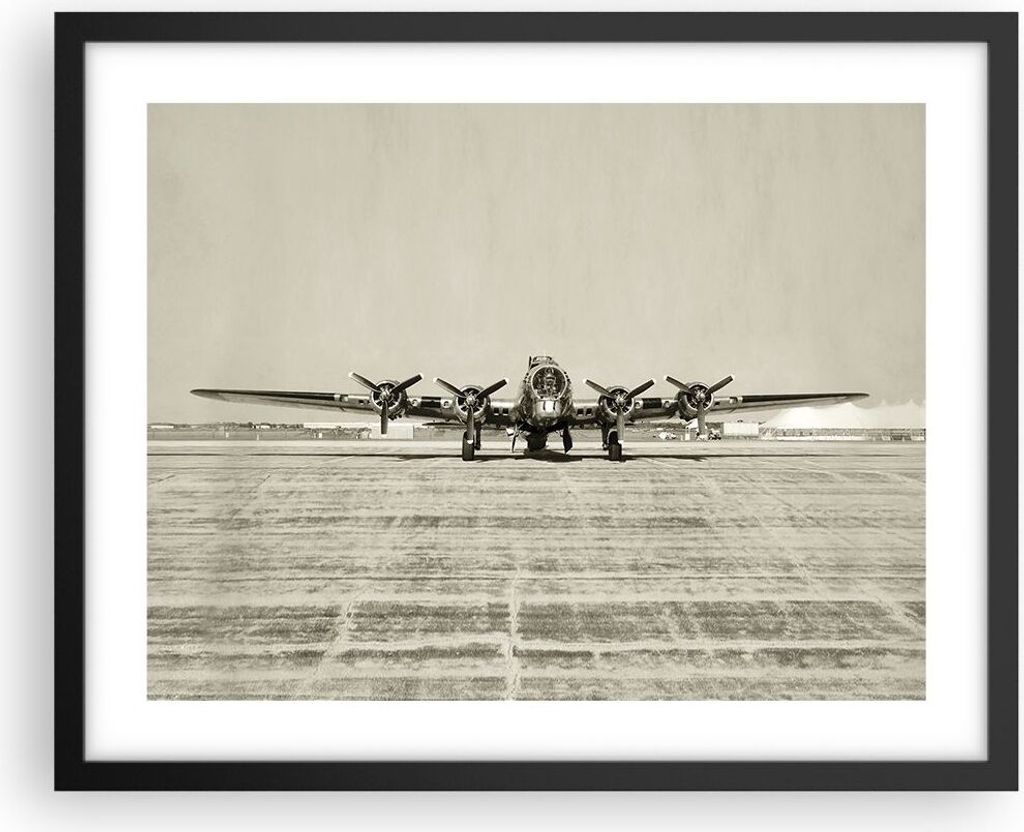 Gerahmtes Poster - Schwarzer Rahmen - Flugzeug alt Bomber - 50x40 cm - Wand Bild - Wanddeko - Wandbilder - Kunstposter - Wandposter - Bilderrahmen ...