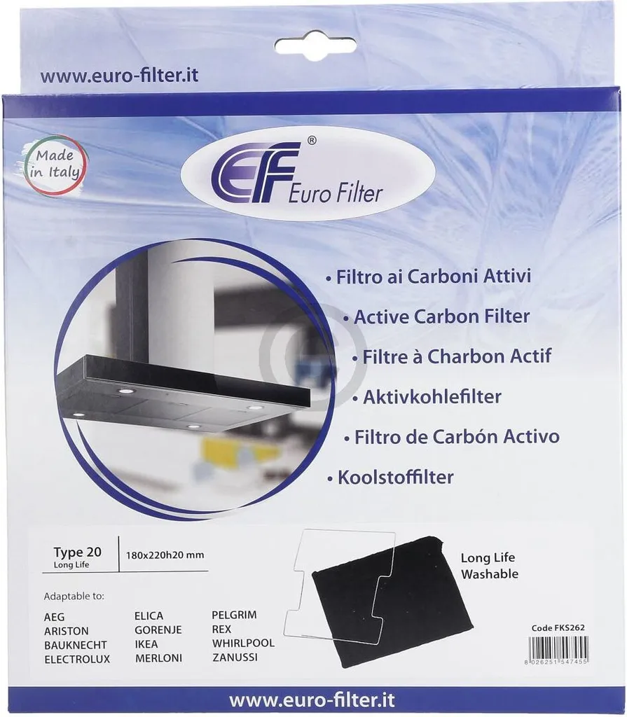 Filtre anti-odeur pour hotte Type 20 - Remplace Wpro 484000008571