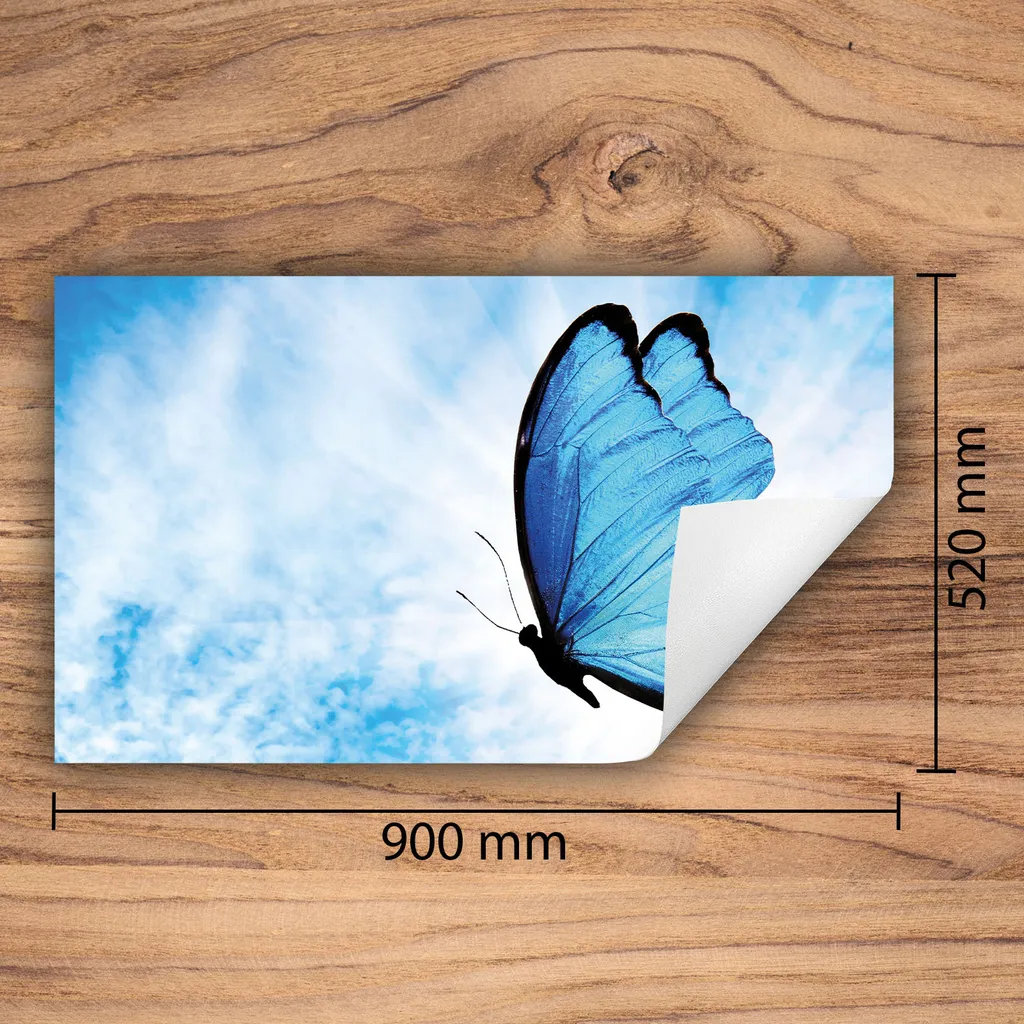 DarHaus Piastra di copertura per stufa 90x52 cm Tappetino antiscivolo Roll-up, blu - Butterfly - 2