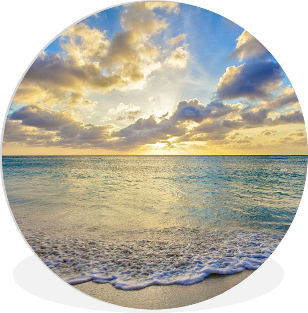 MuchoWow Rundes Wandbild - Runde Bilder Aruba - Strand - Sonnenuntergang Ø 60 cm Kreis Wanddekoration Kunststoff - Wandkreis - Wandschmuck - Wan...