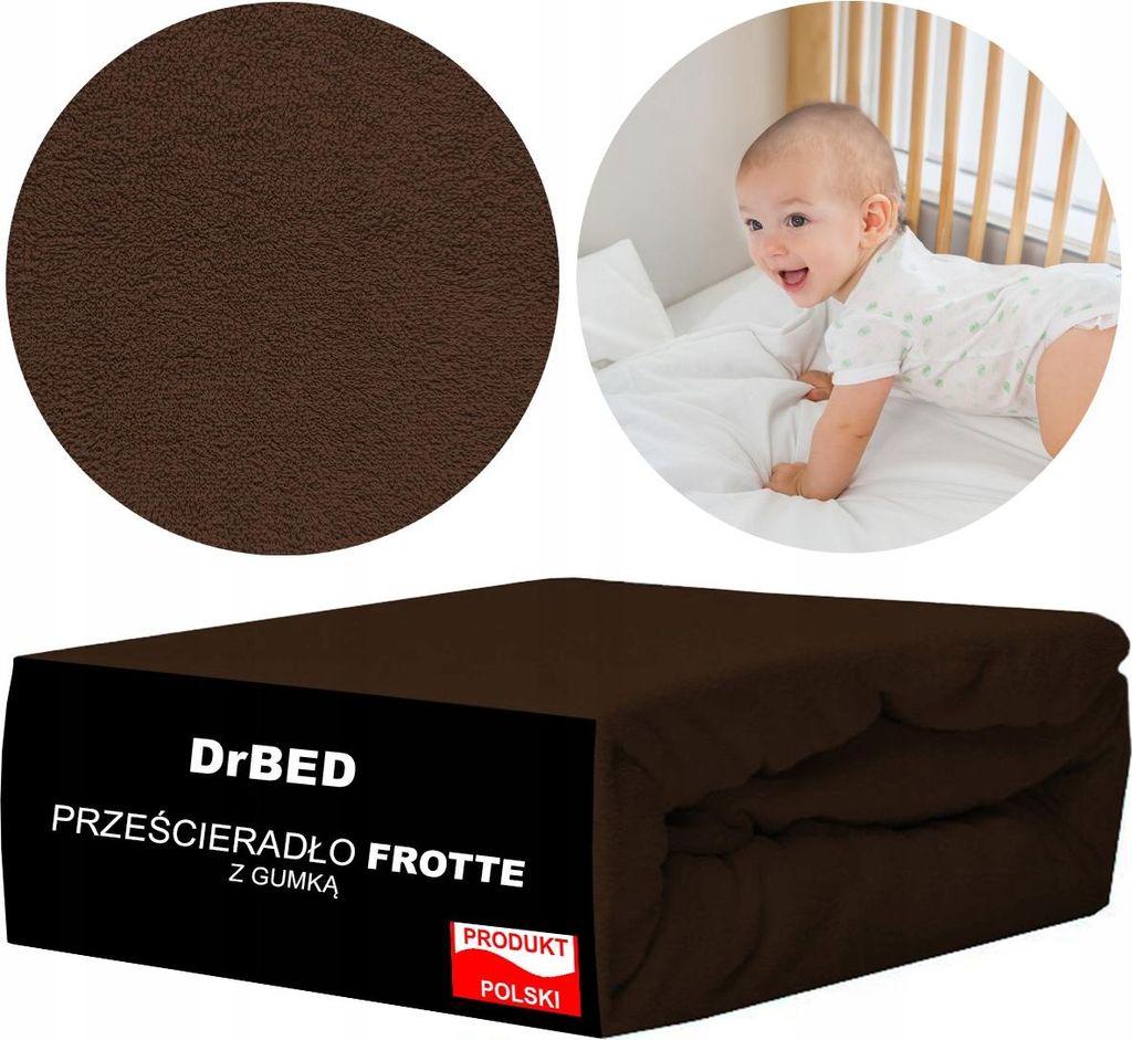 Frottee-Spannbettlaken 60 x 120 mit Gummizug, atmungsaktiv, braun PL