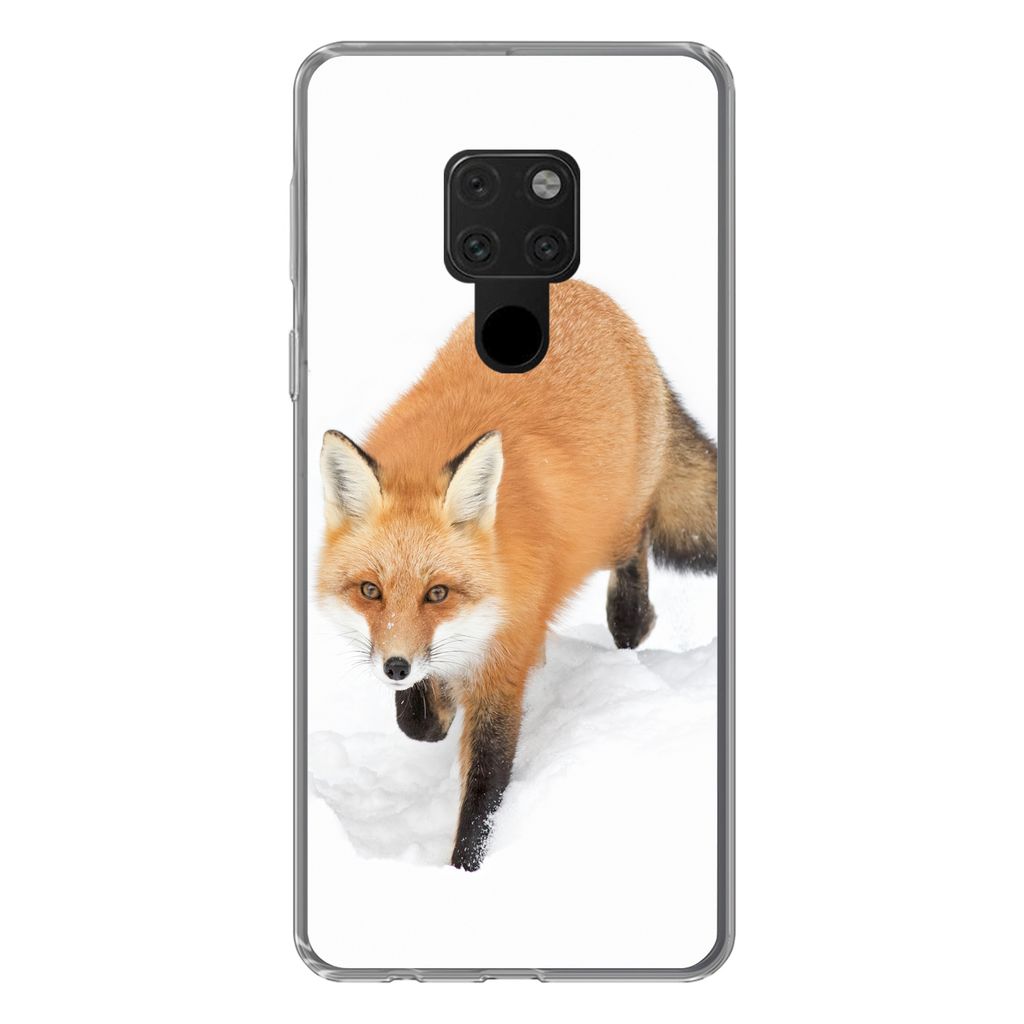 MuchoWow Handyhülle Schutzhülle Hülle für Huawei P40 Lite Fuchs - Schnee - Winter Silikon Softcase Handy Hülle - Handy