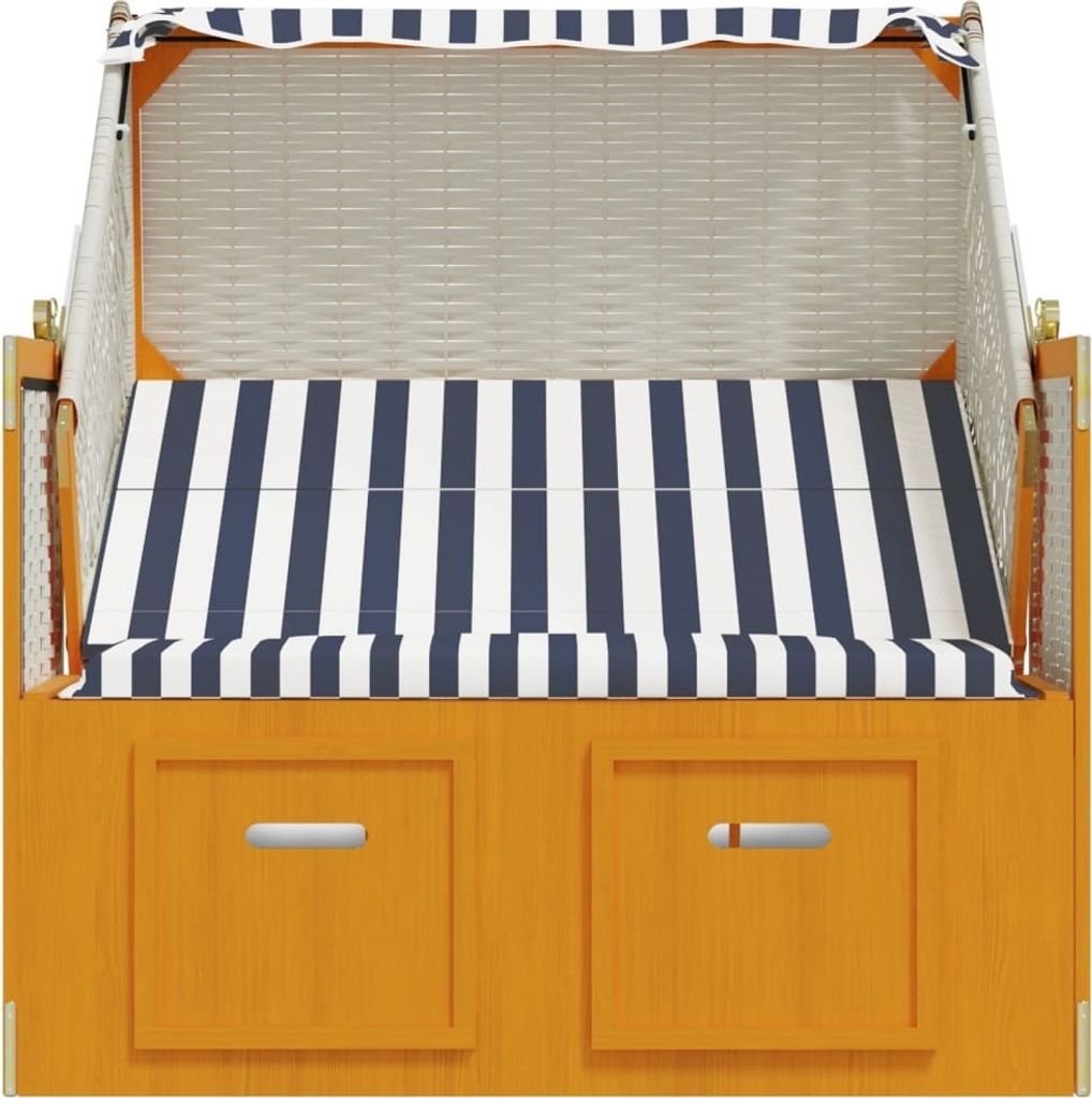 vidaXL Strandkorb mit Dach Poly Rattan & Massivholz Weiß & Produktbild 7