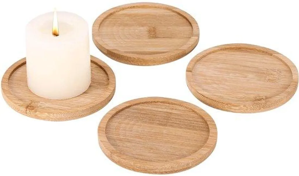 Support en bois pour bougie ronde 7,8 cm, accessoire de table bohème chic