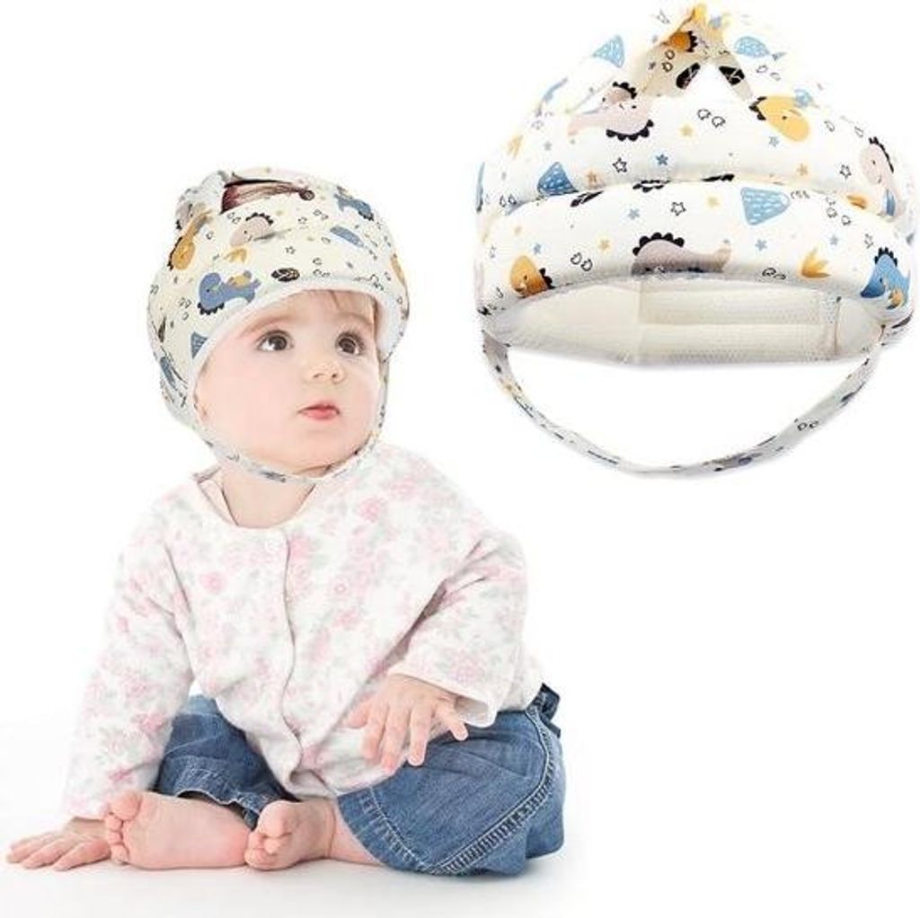 Erster Laufhelm - Blauer Dinosaurier - Verstellbarer Schutzhelm für Kinder von 6 bis 36 Monaten.