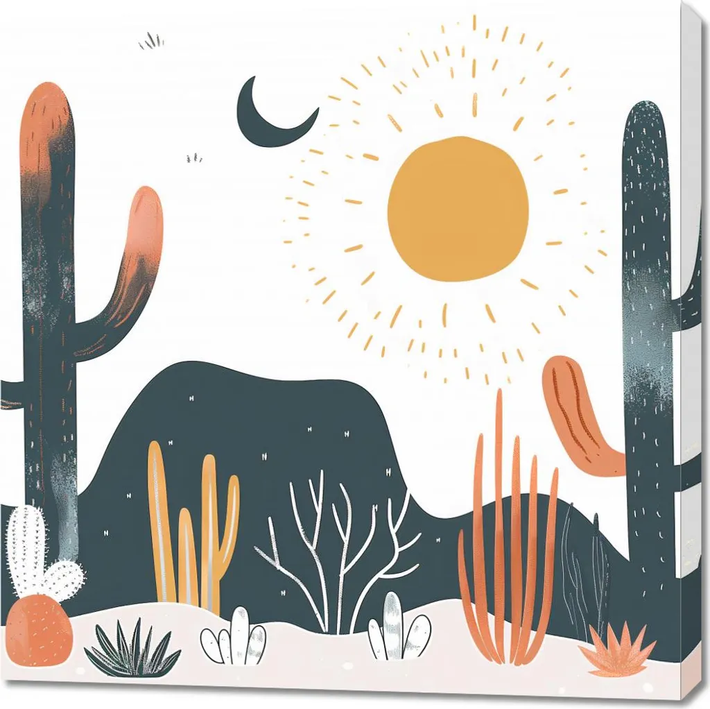 Tableau Cactus 90x90 cm au Soleil - Pour Habiller un Mur Vide avec Style