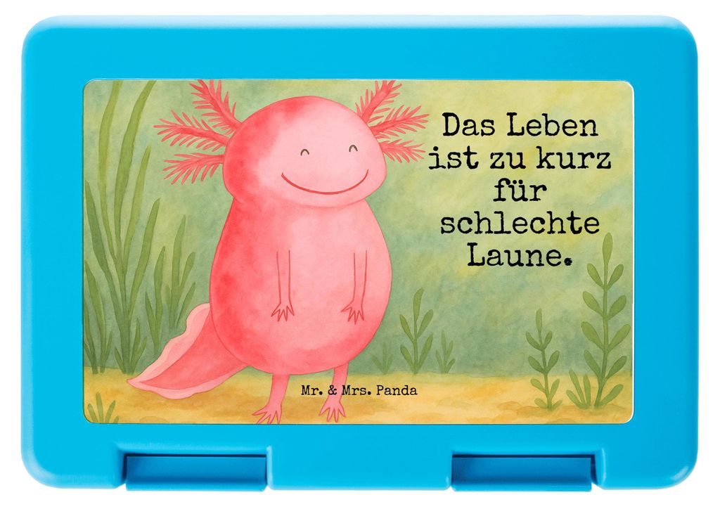 Mr. & Mrs. Panda Snackbox Axolotl Glücklich Design - Weiß - Geschenk, Bentobox, Lurch, Lunchbox, gut Gelaunt, Lebensfroh, Bento Box, Vesperbox, M...