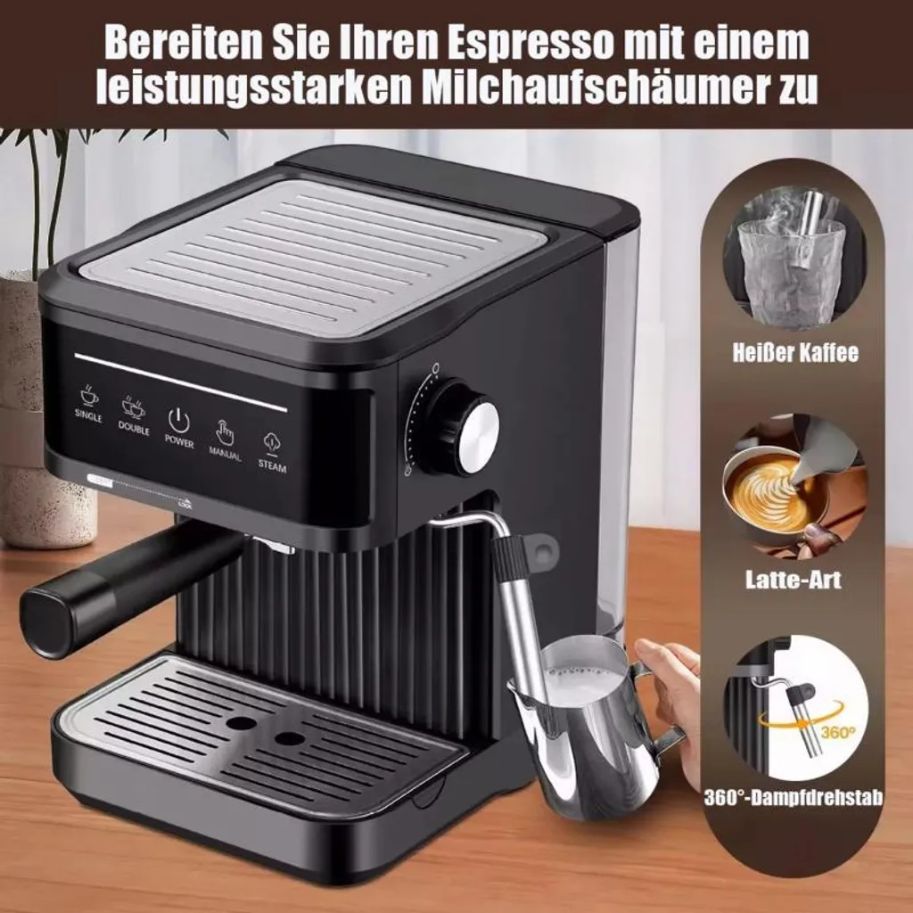Cafetière expresso compacte 20 bars pour café moulu simple et double - 5