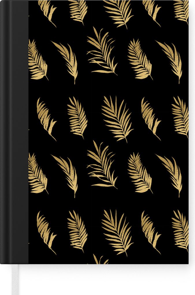 MuchoWow Notizbuch Tagebuch Haushaltsbuch Notebook A5 Tropisch - Gold - Blatt - Notizblock - Notizheft - Notebook - Schreibblock - Papier