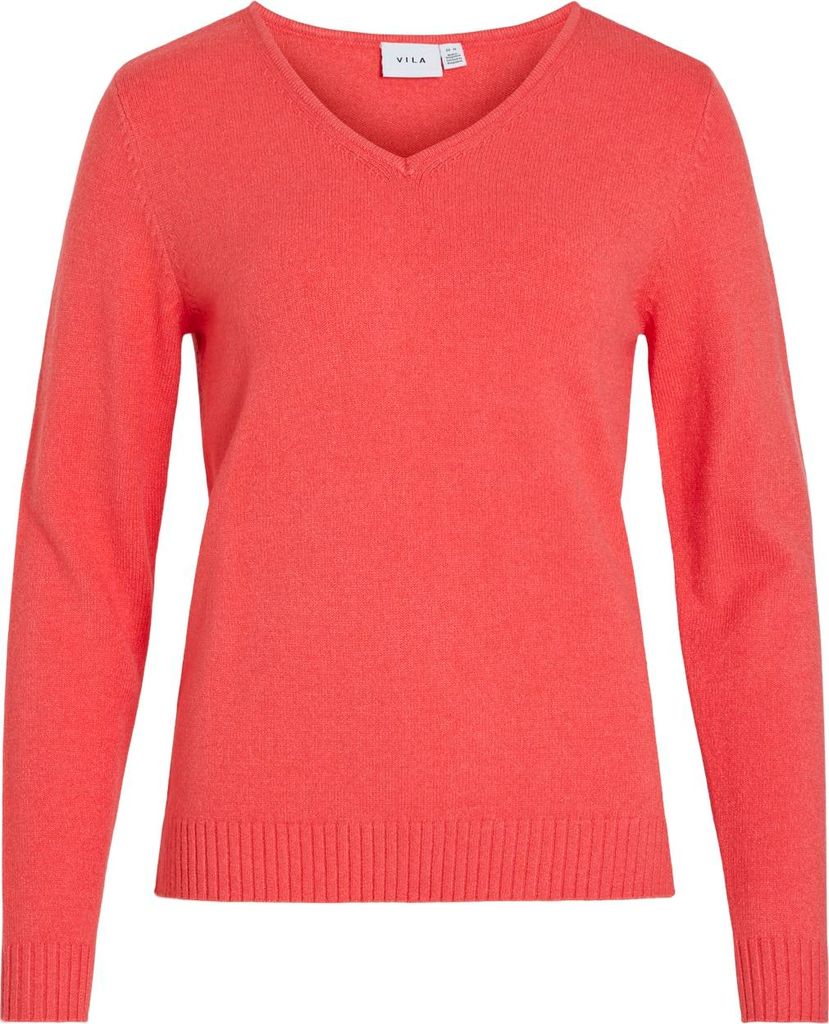 VILA Dünner Strickpullover Knitted Basic Stretch Sweater Langarm V-Neck VIRIL Größe: XS
