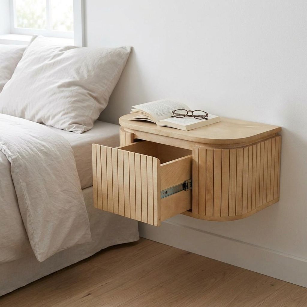 Giga Meubel Nachttisch Merel - Schwebend Natur Mangoholz - 55x35x26cm