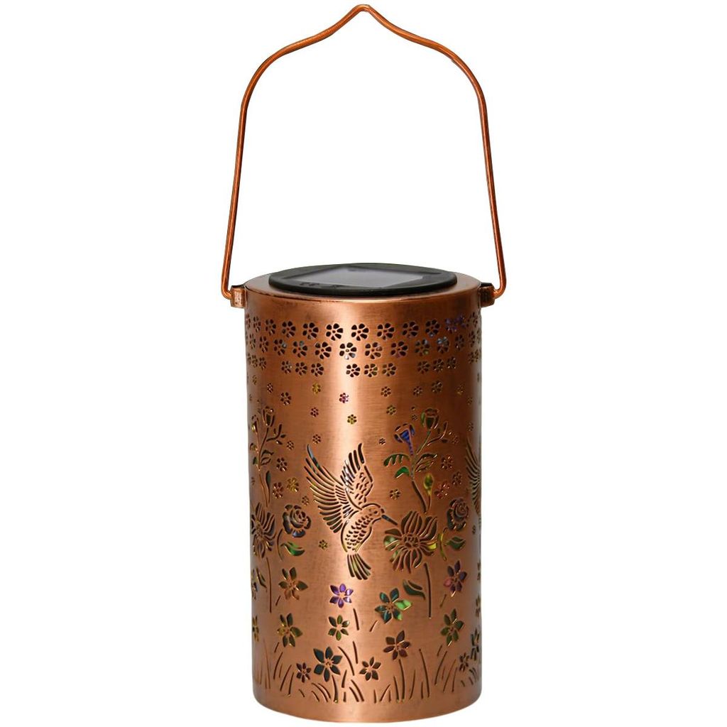 Solar Laterne Geschenk für Frauen, LED Gartenlampe bunt Kolibri, wasserdicht Metall, für Balkon Terrasse & Garten Deko