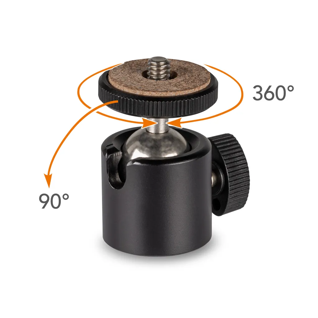 Walimex pro Treppiede per lampada da tavolo regolabile in altezza da 35 a 65 cm, treppiede da tavolo con testa a sfera per rotazione di 360° e inclinazione di 90°, treppiede con attacco a morsetto per illuminazione da studio e telecamera - 4