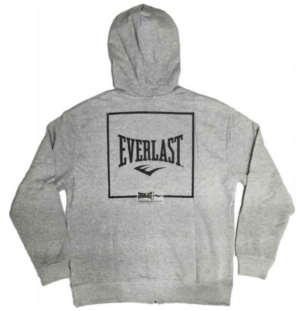 Everlast Zipped Hoodie Back Square Logo Grijs