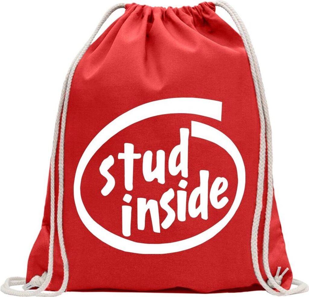 Kiwistar - Turnbeutel - rot - Stud inside Zucht Farm Pferd - Fun Rucksack Sport Beutel Gymsack Baumwolle mit Ziehgurt