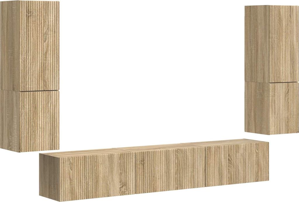 vidaXL TV-Schrankset Wandmontiert 4 pcs Sonoma-Eiche Holzwerkstoff