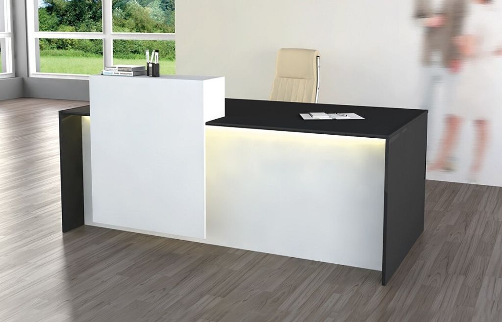 Kerkmann Design-Theke Palermo 3417 180x92x110cm weiß-anthrazit ohne Rollcontainer