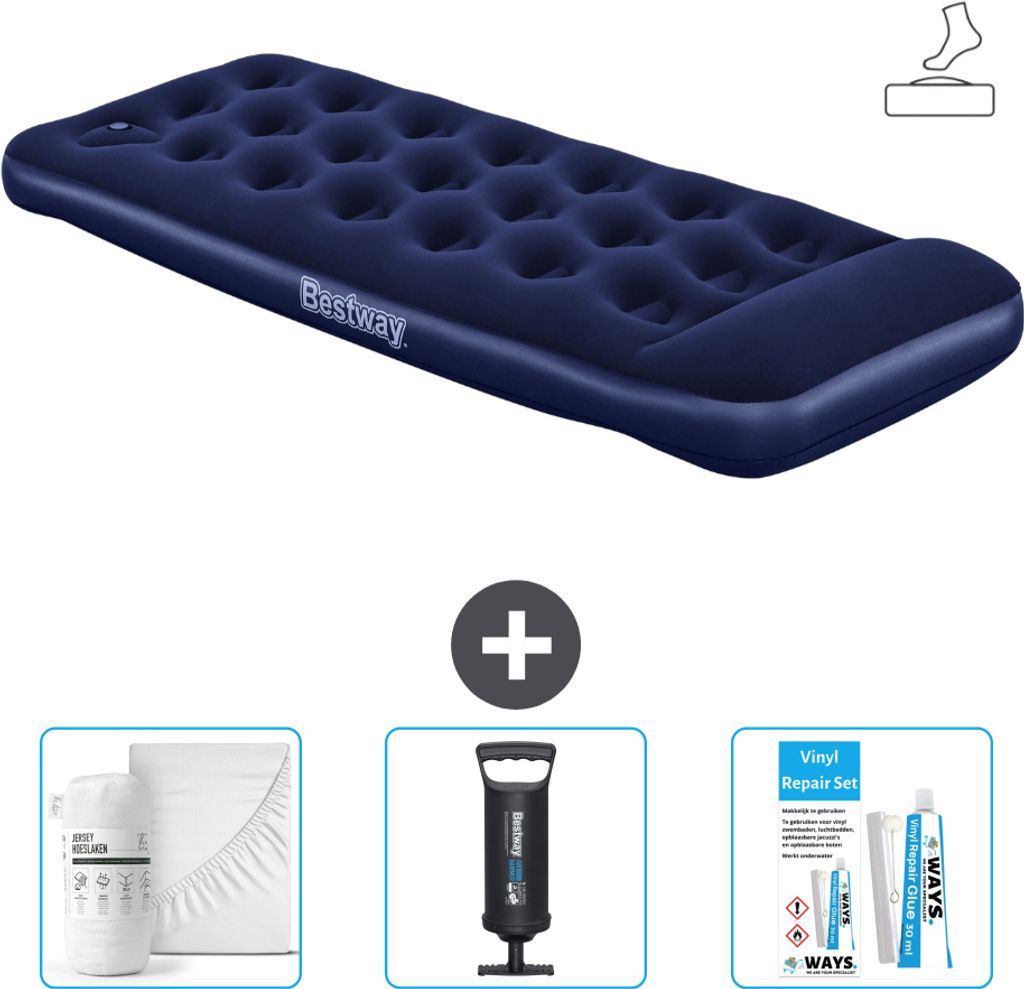 Bestway Luftmatratze - 1 Person - 76 x 185 x 28 cm - Blau - Inklusive Zubehör