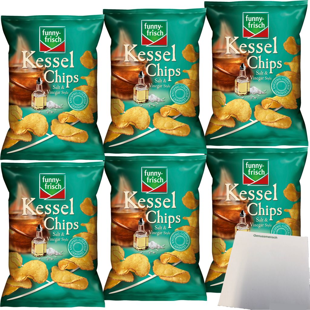 Funny-Frisch Salt & Vinegar Kesselchips 6er Pack (6x120g Produktbild 