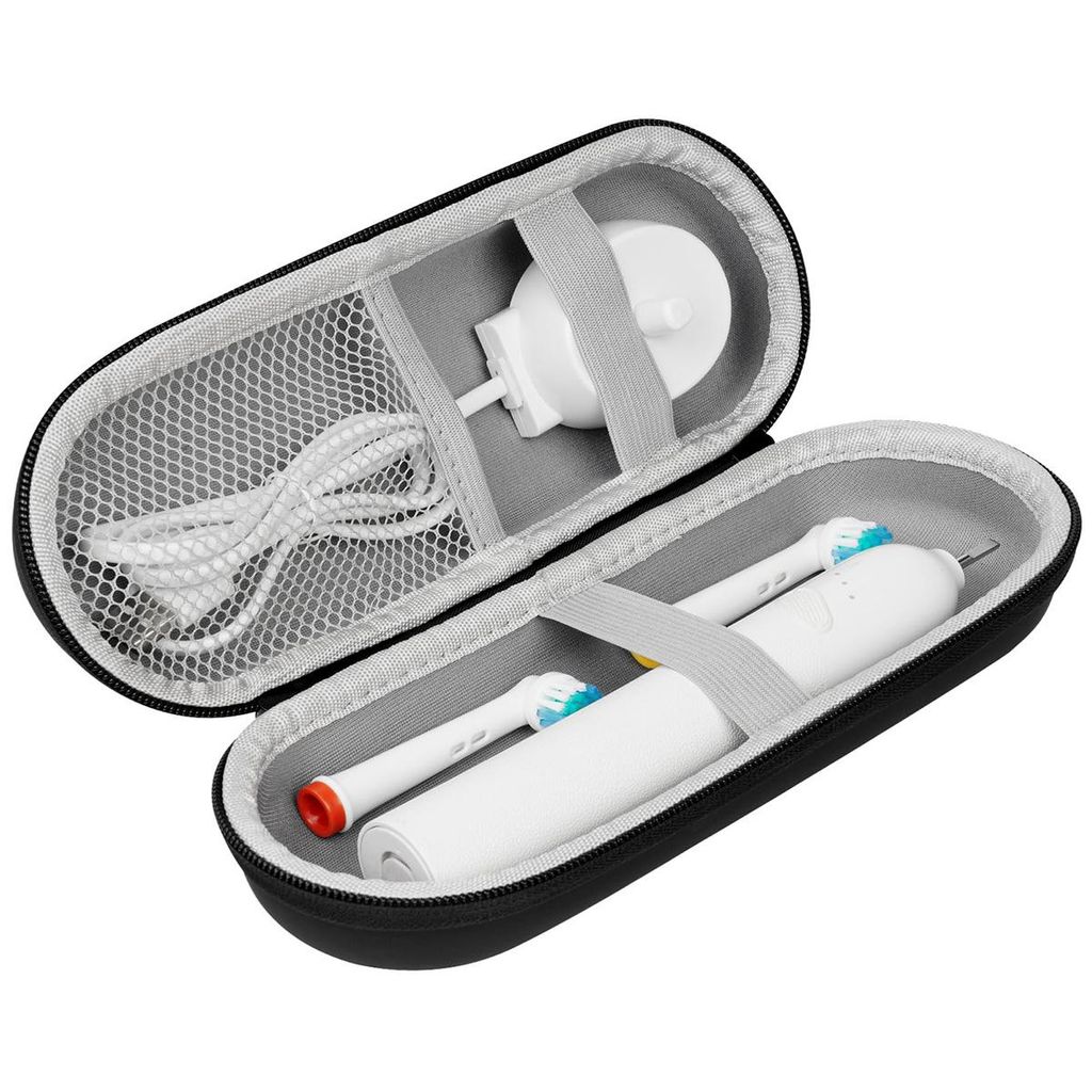 Reiseetui für elektrische Zahnbürsten, kompakte Aufbewahrungsbox, tragbar, schwarz, 21×6,3×6,3 cm