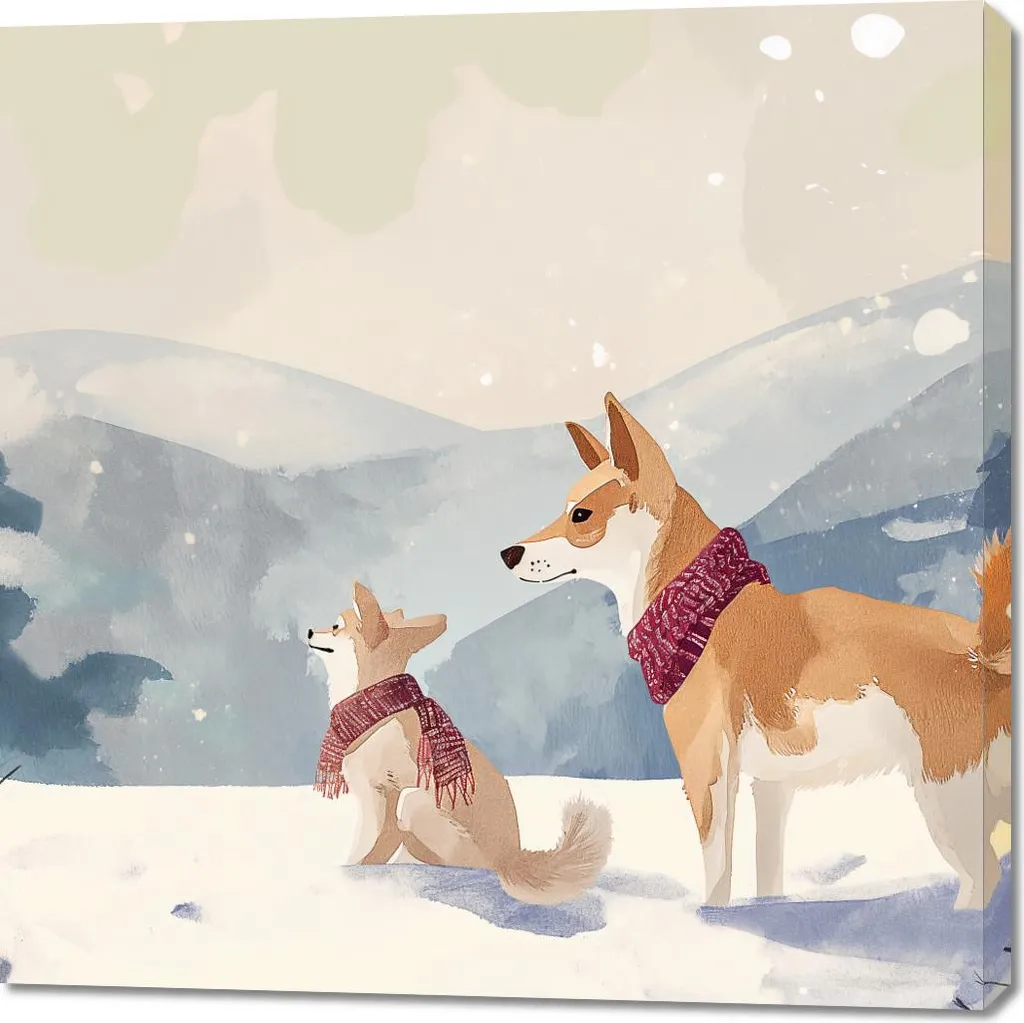 Quadro Invernale Compagni della neve 100x100 - Atmosfera di Casa