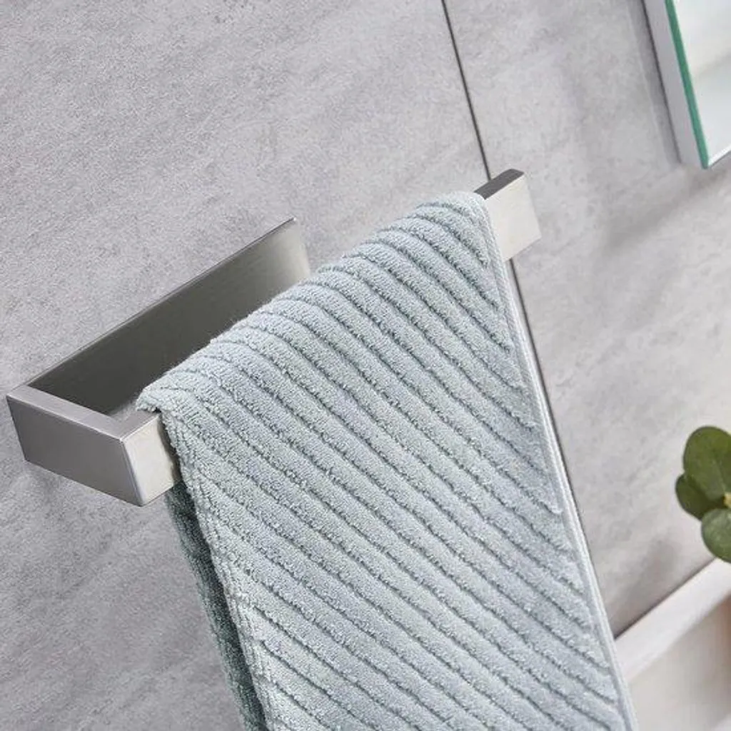 Porte-serviettes magnétique en acier inoxydable brossé argenté 40cm