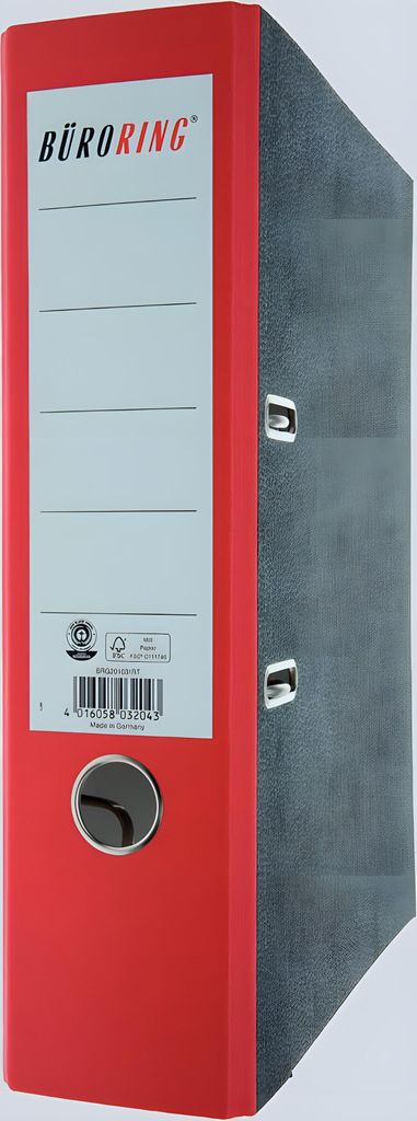 Büroring Ordner, DIN A4, Wolkenmarmor, 80 mm, breit, geklebtes Rückenschild, rot