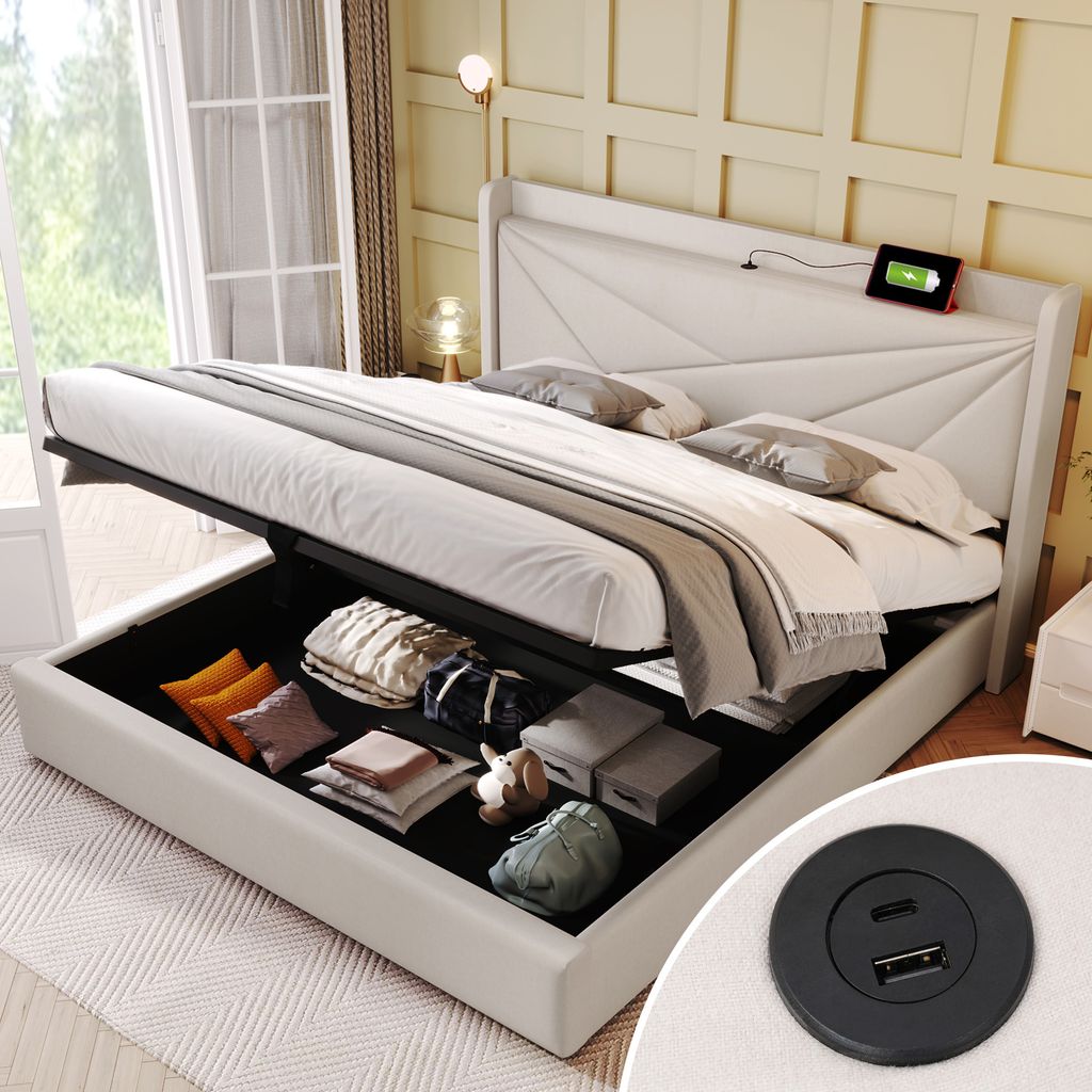 okwish Doppelbett Polsterbett 160x200cm, mit Produktbild 