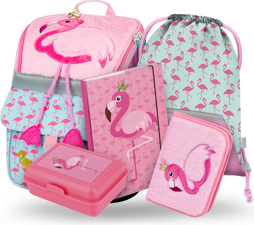 BAAGL Zippy Flamingo Schulranzen-Set 5tlg: Schulranzen, Produktbild 