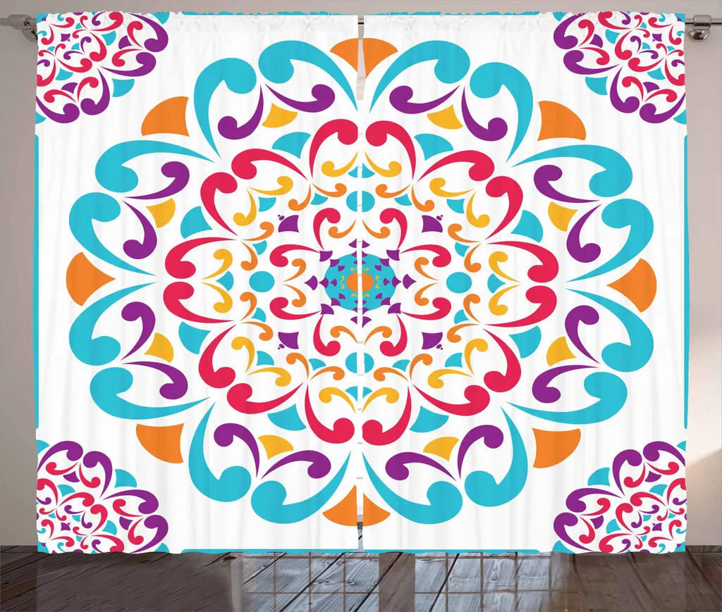 Tenda Multicolore ABAKUHAUS 280x175: Tessuto Satinato Mandala