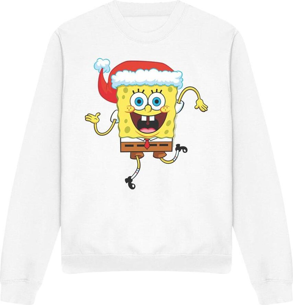 SpongeBob SquarePants - Sweatshirt für Herren/Damen Uni - weihnachtliches Design TV12636 (XL) (Weiß)