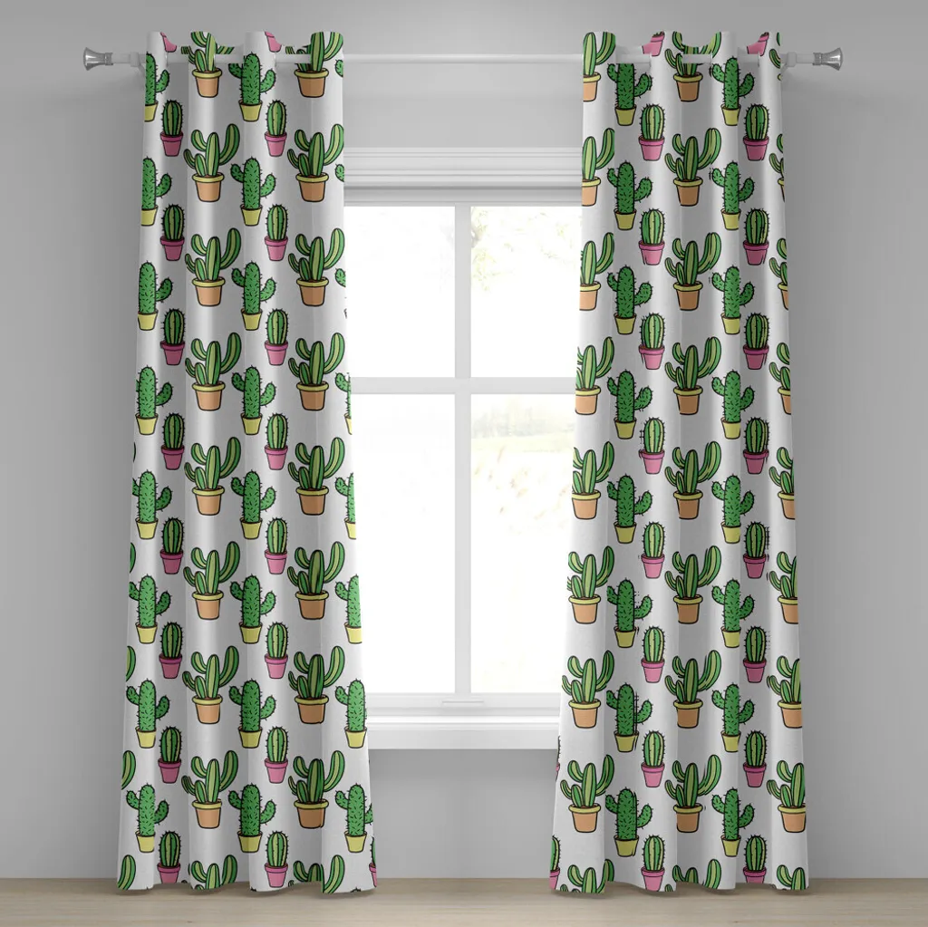 Rideau à œillets Cactus ABAKUHAUS 280x245 cm Lot de 2 Panneaux Pêche
