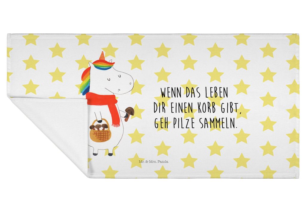 Mr. & Mrs. Panda Handtuch Einhorn Pilz - Weiß - Geschenk, Händehandtuch, Einhörner, Pilze, Unicorn, gesichtstuch, 50x100, Motivation, Spruch, Ba...