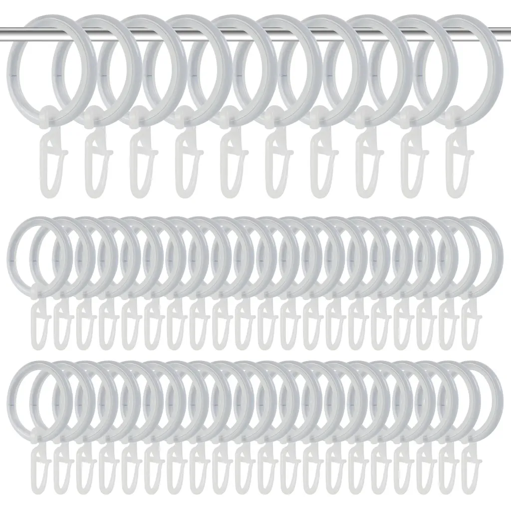 Anneaux pour rideaux blancs lot de 50 pour tringles de salon 27mm