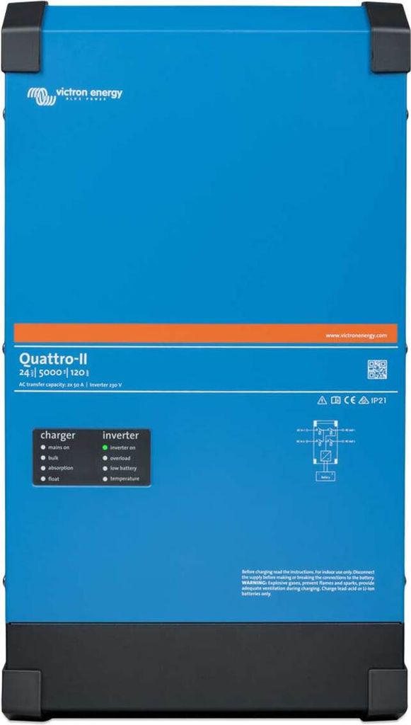 Victron Quattro-II 0% MwSt §12 III UstG 24/5000/120-50/50 230V Sinus-Wechselrichter und Ladegrät